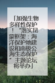 加强生物多样性保护！“落实昆蒙框架：海洋保护地建设和南极公海生态保护”主题论坛将举办